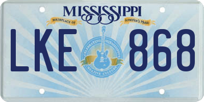 MS license plate LKE868