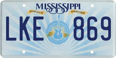 MS license plate LKE869