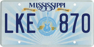 MS license plate LKE870