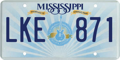 MS license plate LKE871