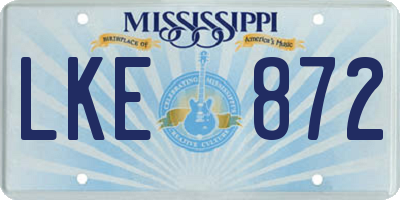 MS license plate LKE872