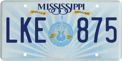 MS license plate LKE875