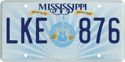 MS license plate LKE876