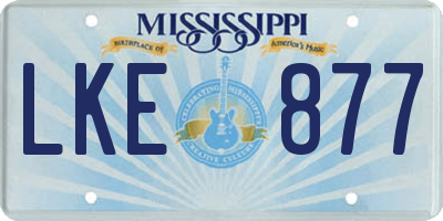 MS license plate LKE877