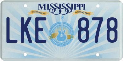 MS license plate LKE878