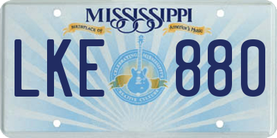 MS license plate LKE880