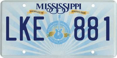 MS license plate LKE881
