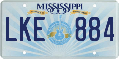 MS license plate LKE884