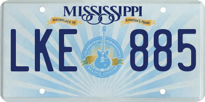 MS license plate LKE885