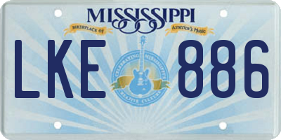 MS license plate LKE886