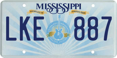 MS license plate LKE887