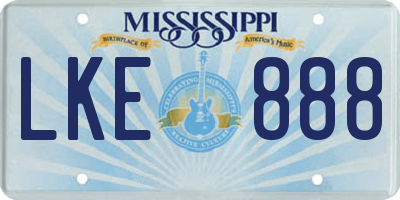 MS license plate LKE888