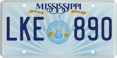 MS license plate LKE890