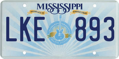 MS license plate LKE893