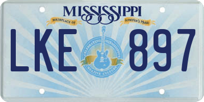 MS license plate LKE897