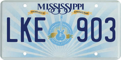 MS license plate LKE903