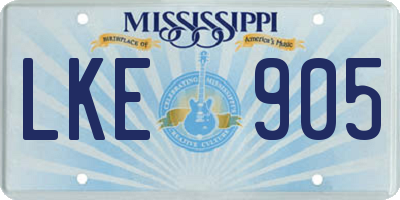 MS license plate LKE905