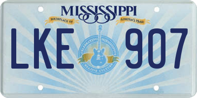 MS license plate LKE907