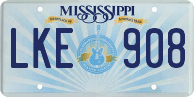 MS license plate LKE908