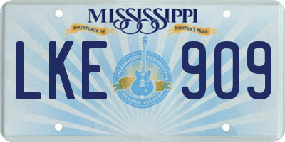 MS license plate LKE909