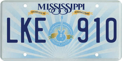 MS license plate LKE910