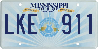 MS license plate LKE911