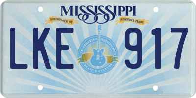 MS license plate LKE917