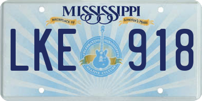 MS license plate LKE918