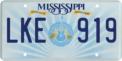 MS license plate LKE919