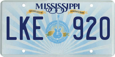 MS license plate LKE920