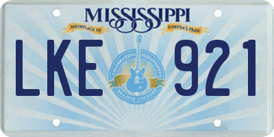 MS license plate LKE921