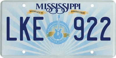 MS license plate LKE922