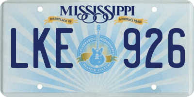 MS license plate LKE926
