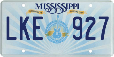 MS license plate LKE927