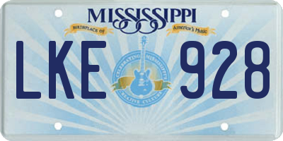 MS license plate LKE928