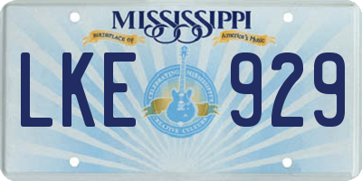 MS license plate LKE929