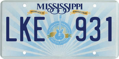 MS license plate LKE931