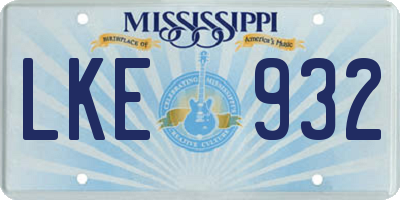 MS license plate LKE932