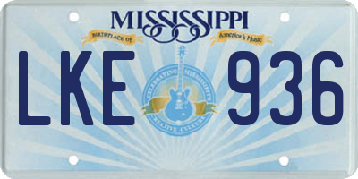 MS license plate LKE936