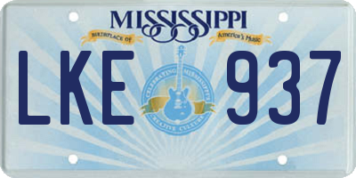 MS license plate LKE937