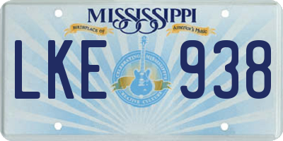MS license plate LKE938