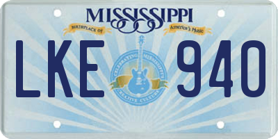 MS license plate LKE940