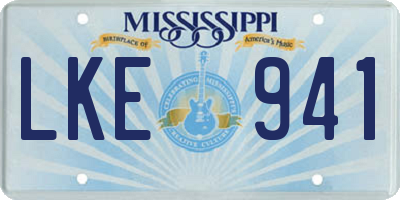 MS license plate LKE941