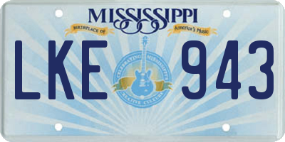 MS license plate LKE943