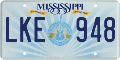 MS license plate LKE948