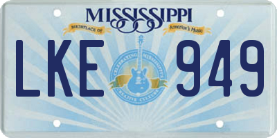 MS license plate LKE949