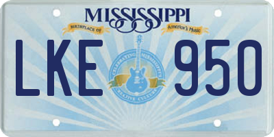MS license plate LKE950