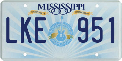 MS license plate LKE951