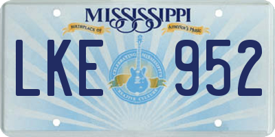 MS license plate LKE952