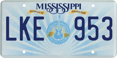 MS license plate LKE953